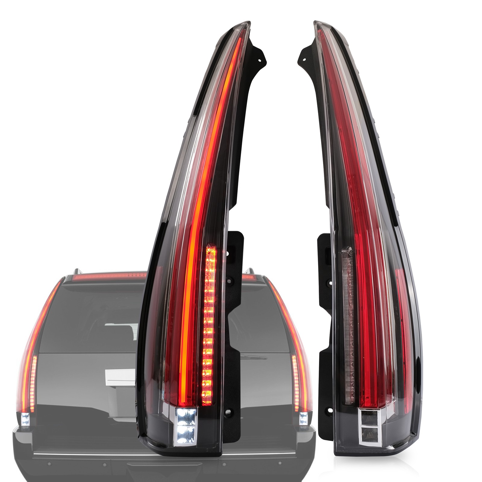 2*VLAND LED Tail Lights For 2007-2014 Cadillac Escalade/ESV Rear Lamp Flow Turn