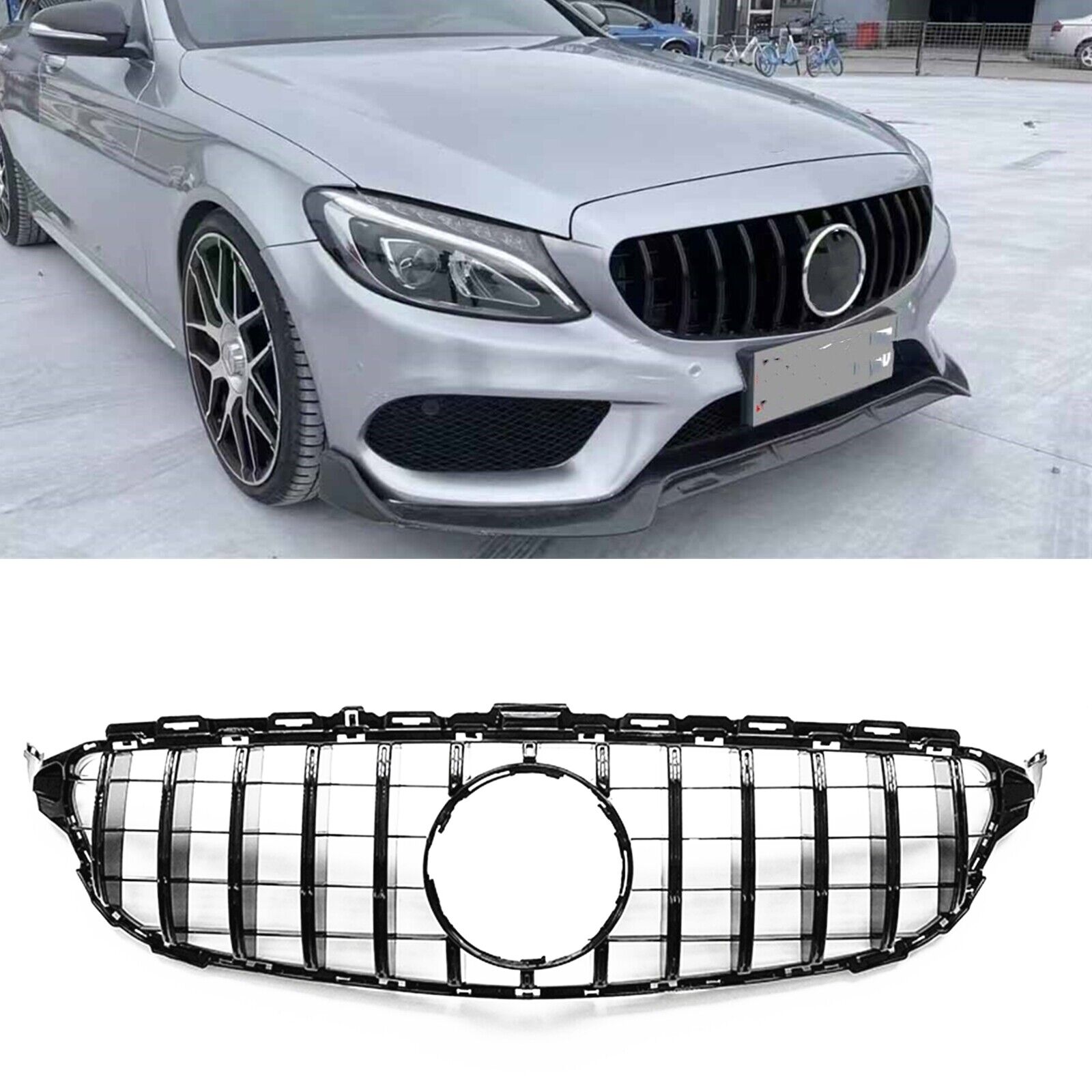 Front Grille Grill For 2014-2018 2016 Mercedes C Class W205 C250 C350 C43 GTR 1x
