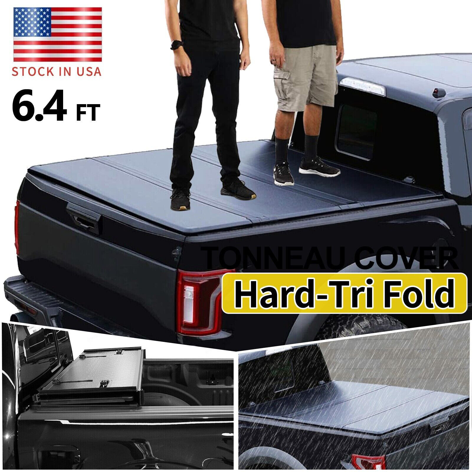 Hard Tri-Fold Tonneau Cover For 03-26 Dodge Ram 1500 2500 3500 6.4FT Truck Bed