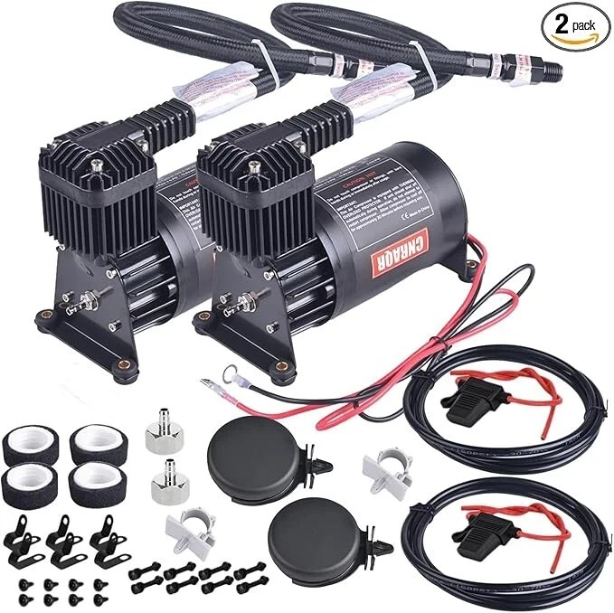 2PCS 12V 3/8NPT 150PSI Air Suspension Compressor Pump Kit 2PCS 12V 3/8NPT 150PSI Air Suspension Compressor Pump Kit
