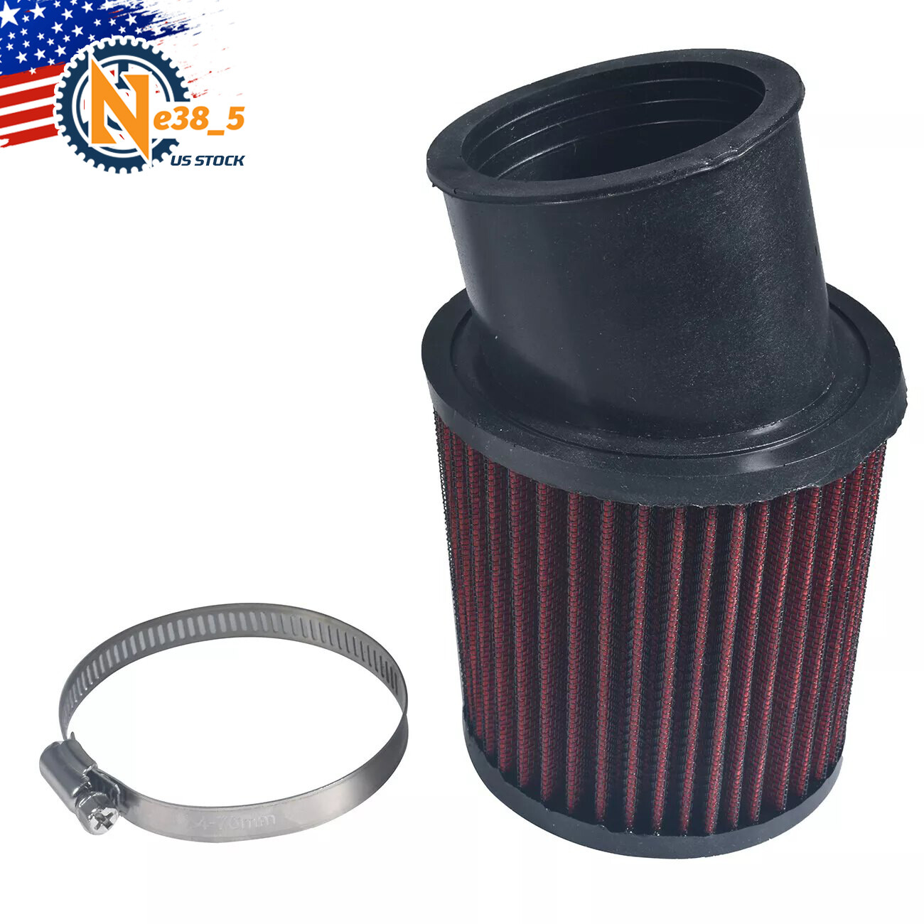 Red 62mm Air Filter Pod Bend Inlet For Motorcycle Scooter ATV Dirt Bike