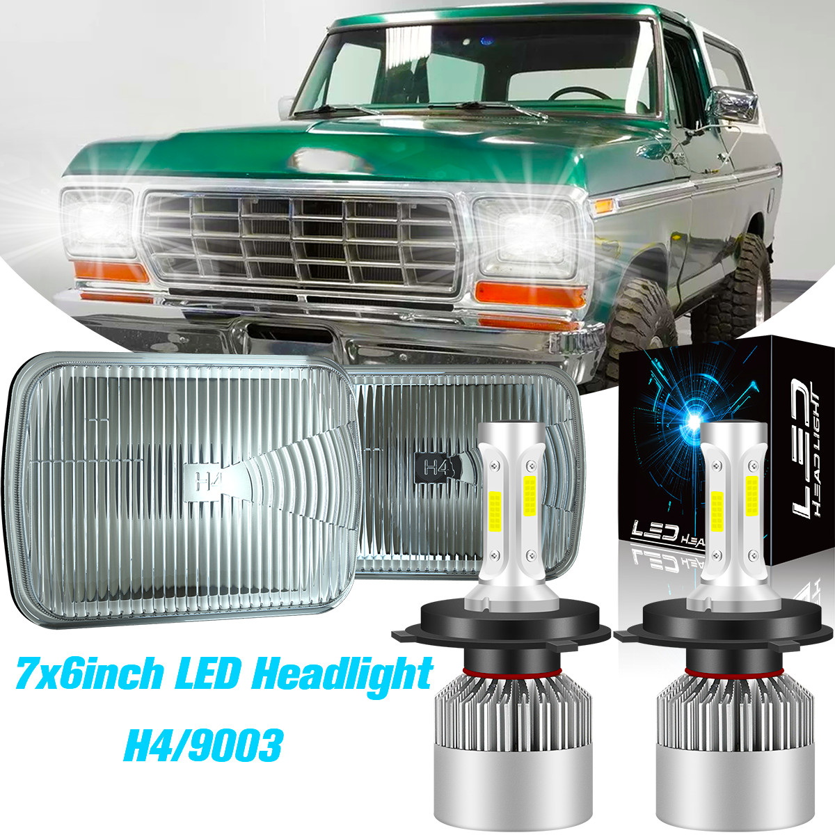 For Chevrolet C10 C20 C30 K10 K20 K30 130W 7x6 inch LED Headlight High Low Beam