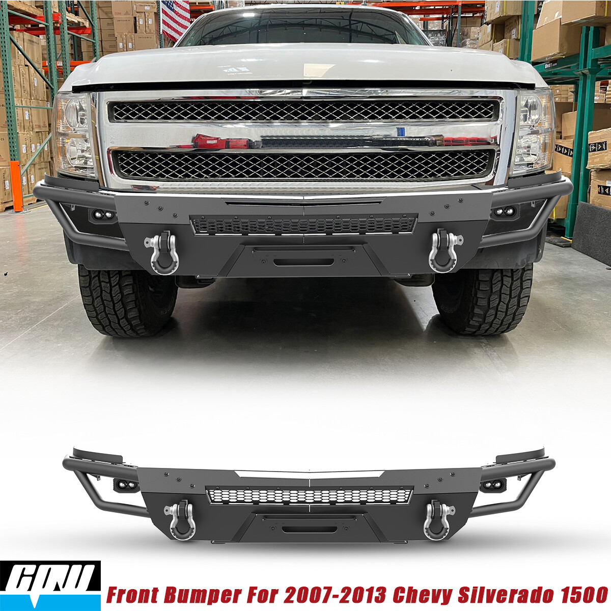 For 2007-2013 Chevy Silverado 1500 Modular Steel Front Bumper with Winch Plate