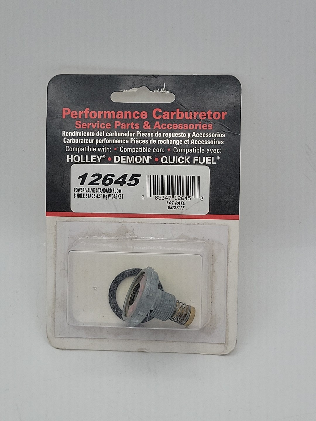 NIP Edelbrock 12645 Carburetor Power Valve Single Stage Standard Flow 4.5in Hg