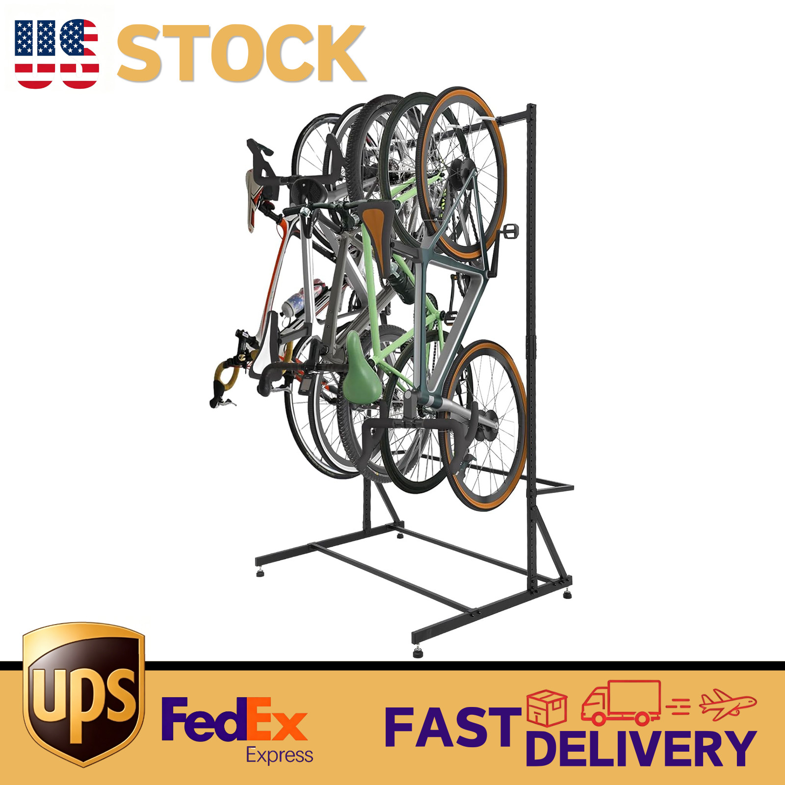300lb 5-Bike Storage Rack Adjustable Freestanding Vertical Bike Parking Rack