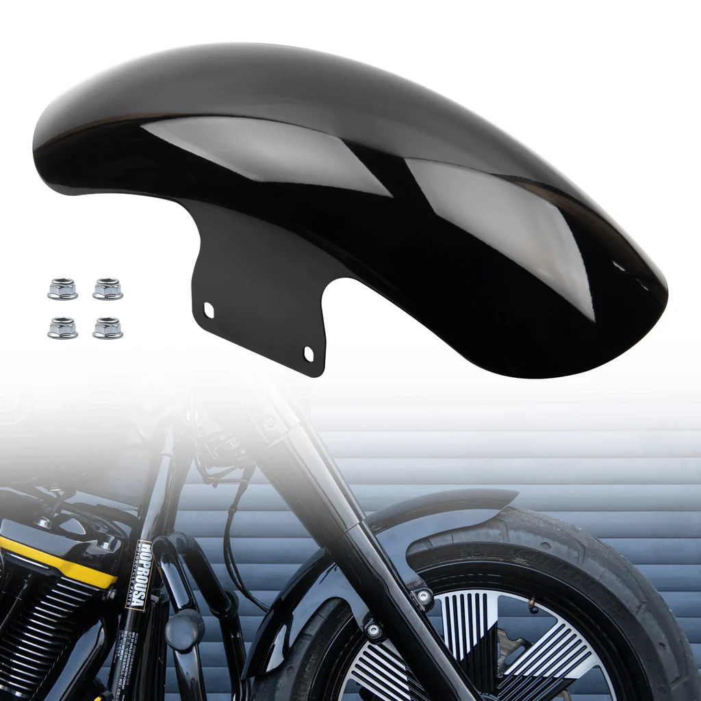 Hoprousa Front Fender Fit For 2018+ Harley Fat Boy Gloss Black Fenders