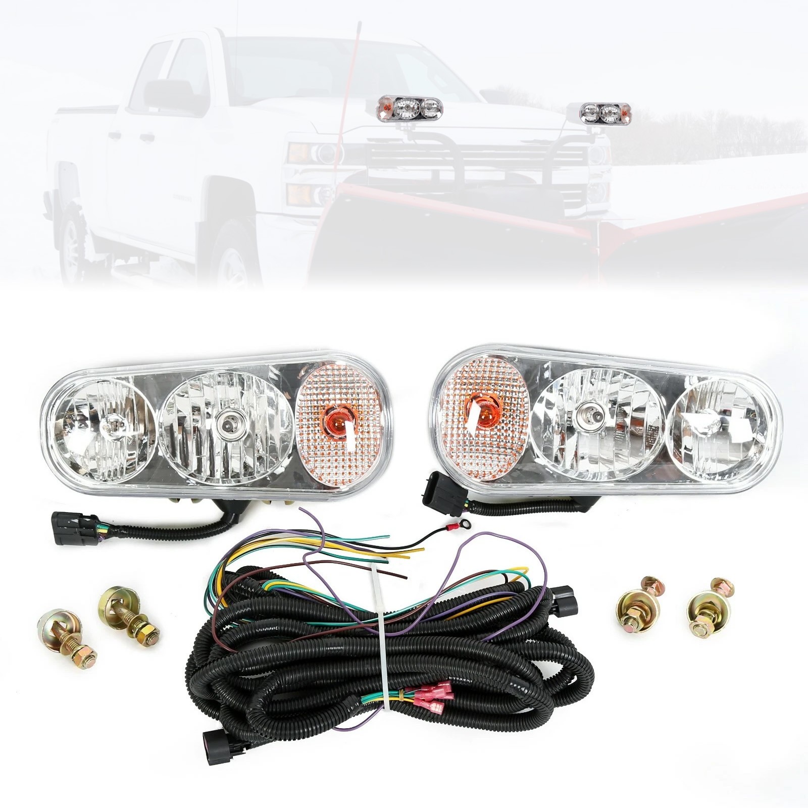 Universal Snow Plow Lights Kit Fits Boss Western Fisher Blizzard Hinker #1311100