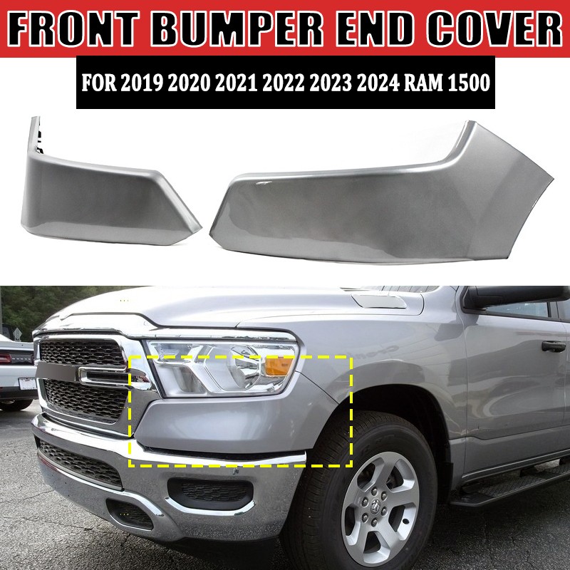 BILLET SILVER METALLIC For 2019 2020-2024 Ram 1500 Front Bumper End Cover Panel