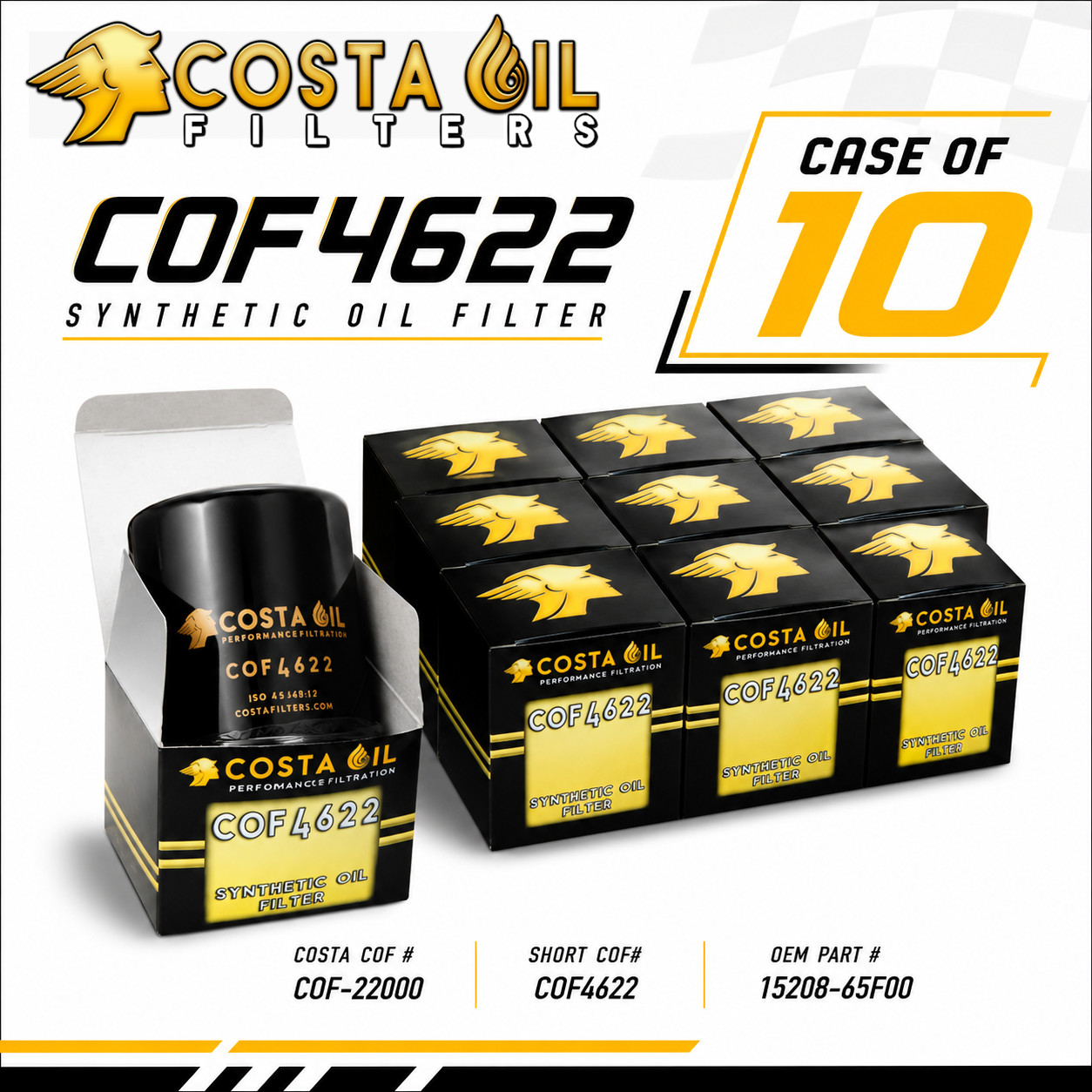 Case of 10 Engine Oil Filter COF4622 Better 51356 L14615  PH6607 15208-65F00