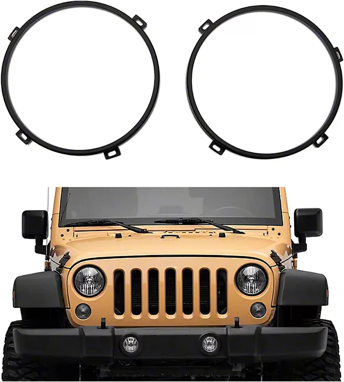 Durable 7-Inch Headlight Mounting Rings for Jeep Wrangler JK - Perfect for LED