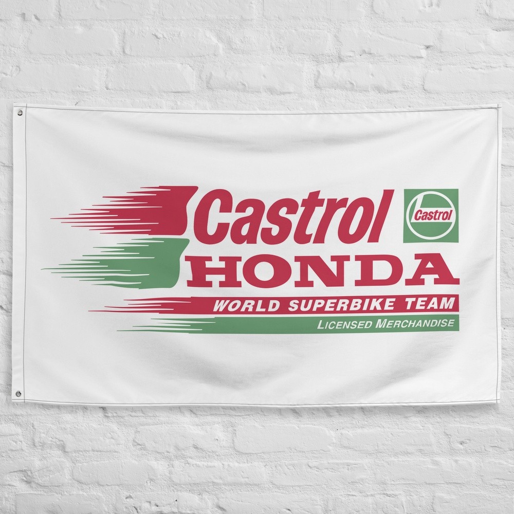 Castrol Honda Flag 3x5 ft Garage Banner Man Cave Wall Decor
