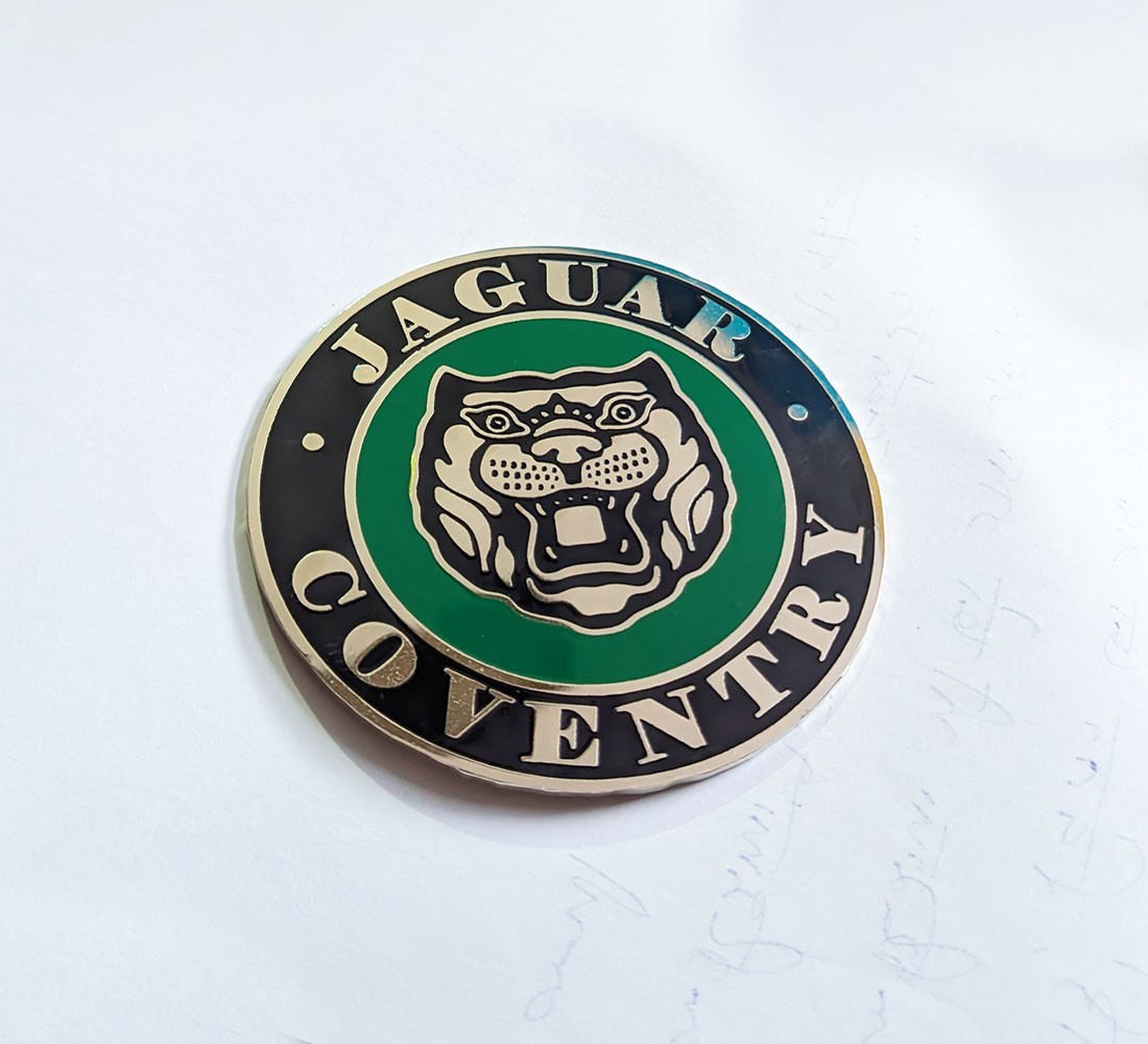 Vintage Brass Chrome Jaguar Coventry Car Radiator Grill Badge Emblem Mg Jaguar