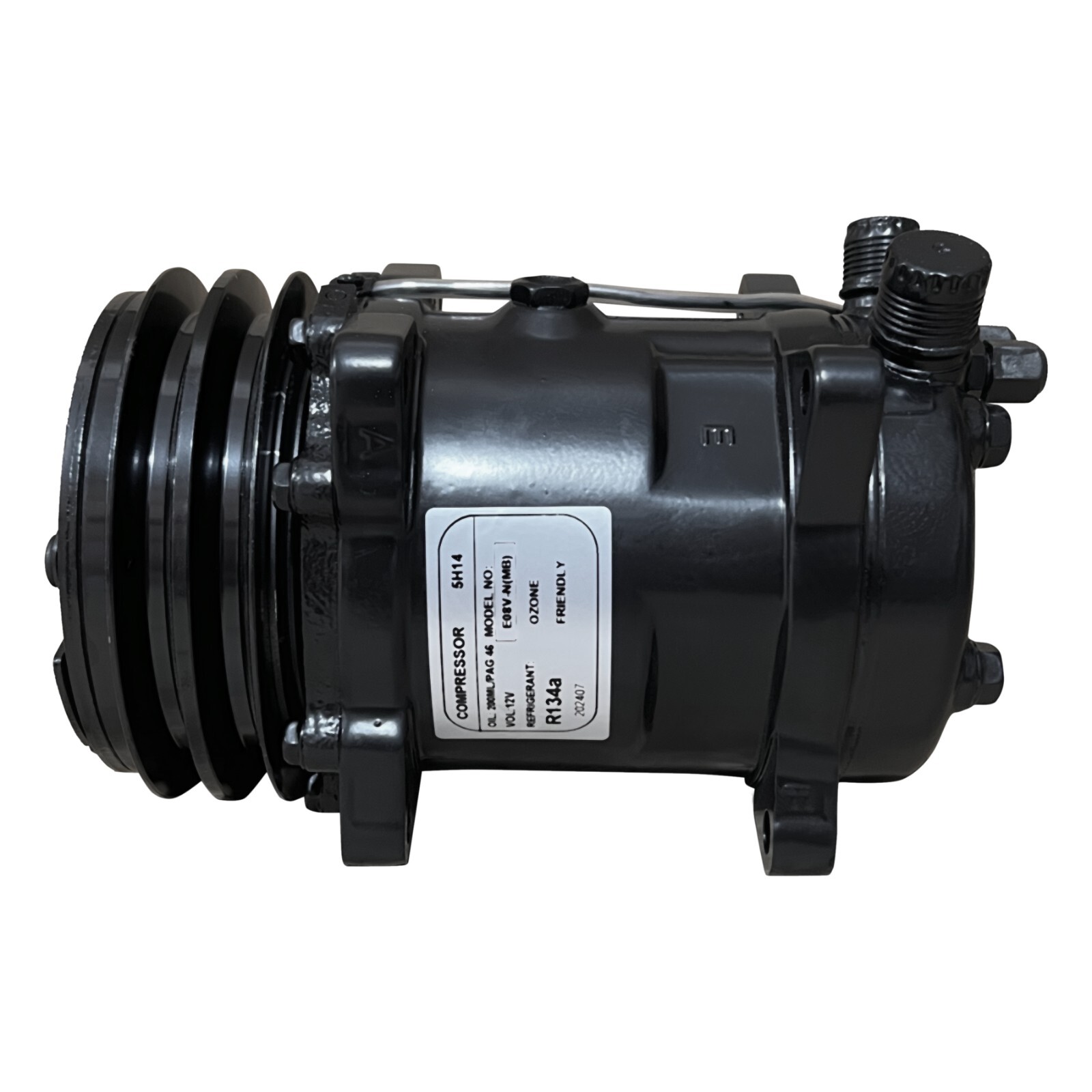RYC New AC Compressor E08V-N (Matte Black) Replaces Sanden Style 508, 2 PK