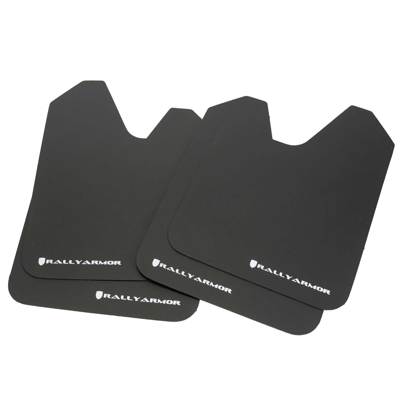 Rally Armor Basic Universal Mud Flaps Set of 4 No HW, BLACK w/ White MF12-BAS-WH