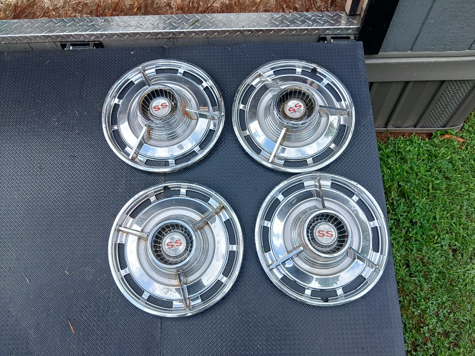 Vintage Chevy Impala SS 1963 Chrome, Black &  Red 14” Hubcaps Set Of 4