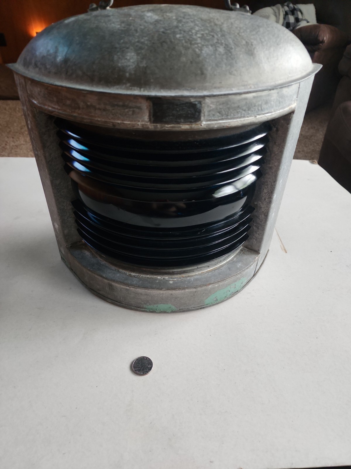 🛳 VINTAGE PERKO 1950s-1970s MARINE NAVIGATION LIGHT BLUE GLASS 