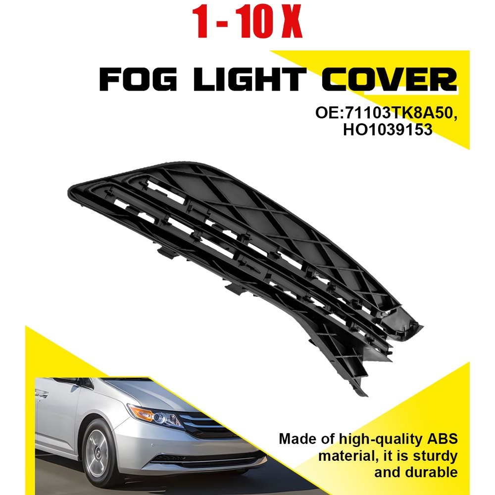 1-10X Right Insert Fog Light Cover Black Fit 2014-17 Honda Odyssey Touring Elite