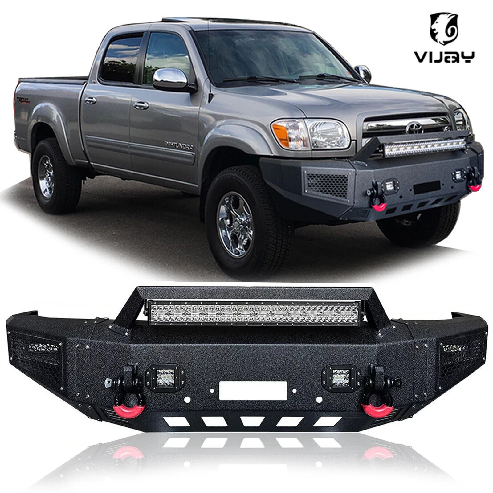Vijay Steel Front/Rear Bumper for 2000-2006 Toyota Tundra w/Winch Plate+Lights