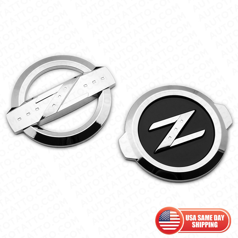 Set Nissan 350Z 370Z Nismo Front & Rear Bumper Z Style Logo Emblem Badge Chrome