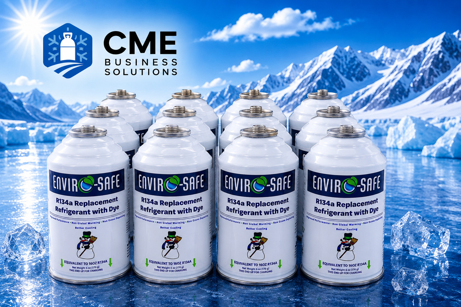 Enviro-Safe Auto R134a Replacement Refrigerant with dye- CASE OF 12 CANS