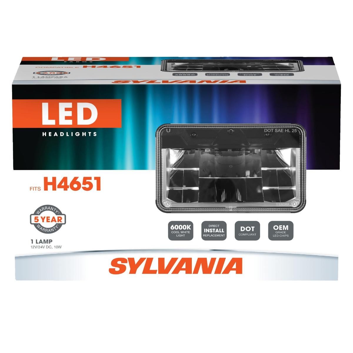 SYLVANIA - H4651 LED Sealed Beam Headlight - 4 x 6 Inch Rectangle - Cool White SYLVANIA - H4651 LED Sealed Beam Headlight - 4 x 6 Inch Rectangle - Cool White