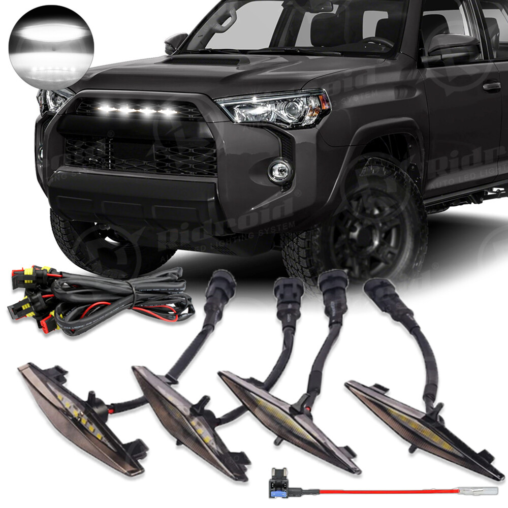 4PCS Raptor Style White Front Grille LED Lights For 2014-2021 Toyota 4Runner
