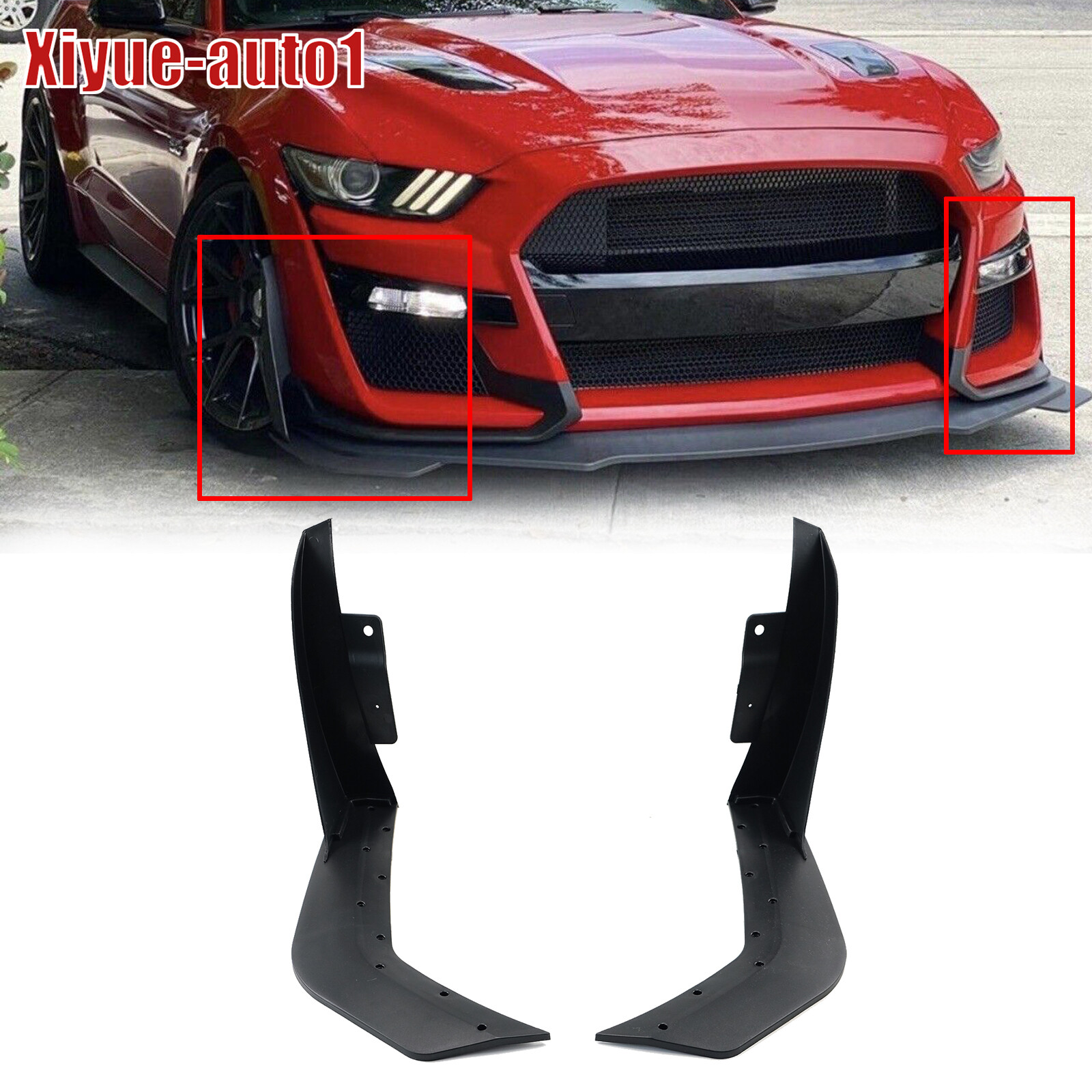 For Ford Mustang GT500 Style 15-21 Front Bumper Corner Spoiler Winglet Splitter