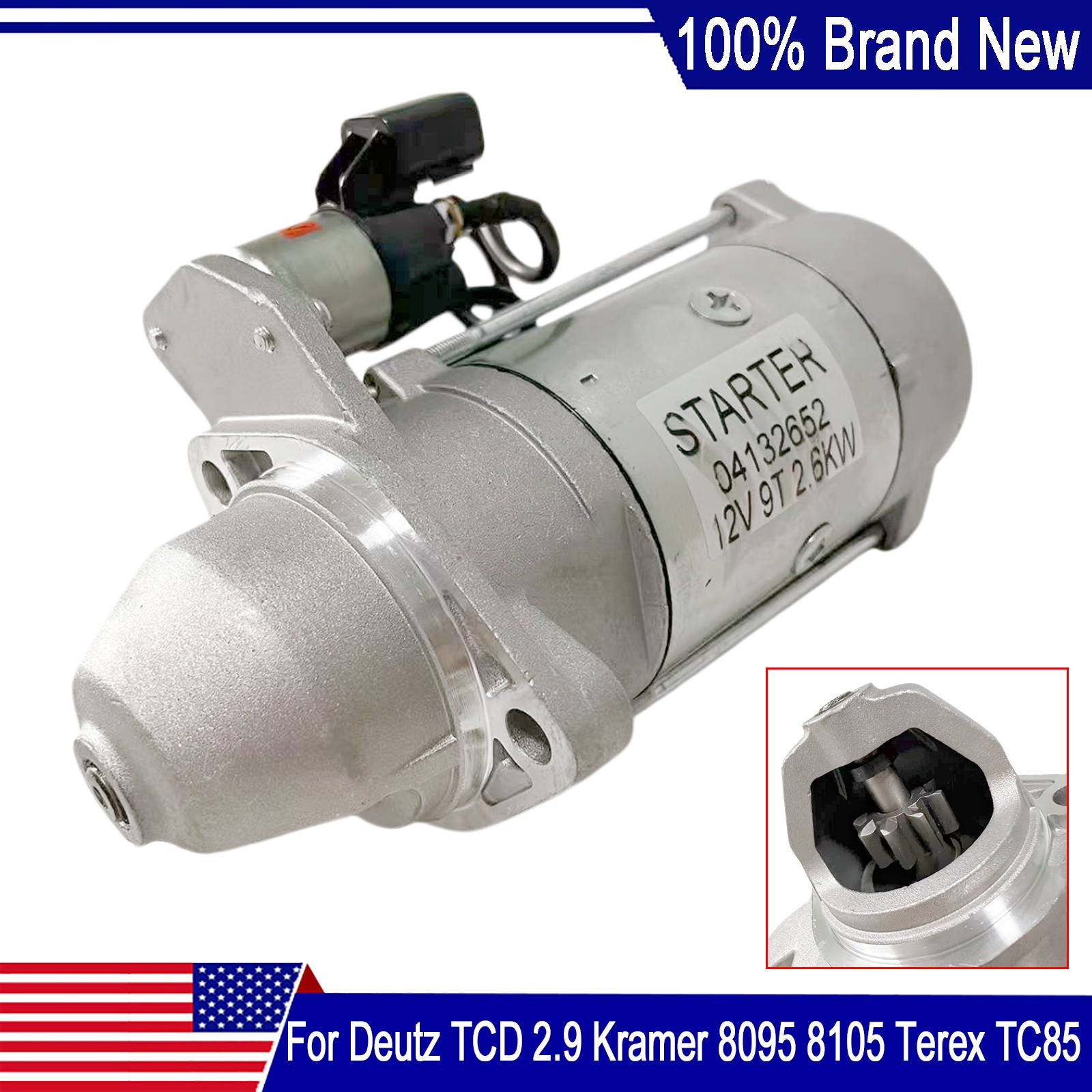 NEW 12V Starter Fits For Deutz AG TCD 2.9 Weidemann Loader 3080 04132652