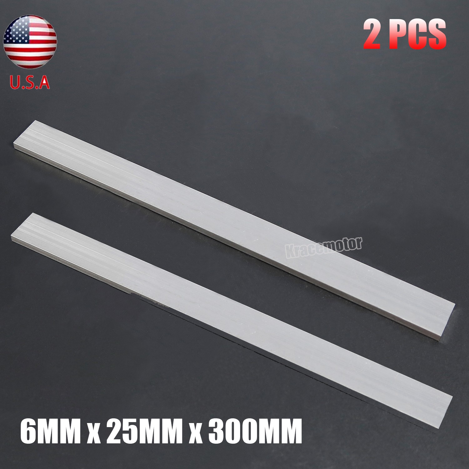 2 Pieces T061 Aluminum Square Bars 6MM Thick x 25MM Wide x 300MM Length Chrome
