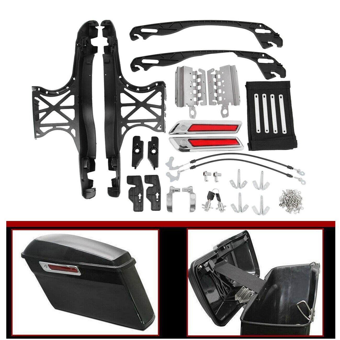 Saddle Bags Saddlebag Latch Hinge Lock Hardware Kit For Harley Touring 2014-2024