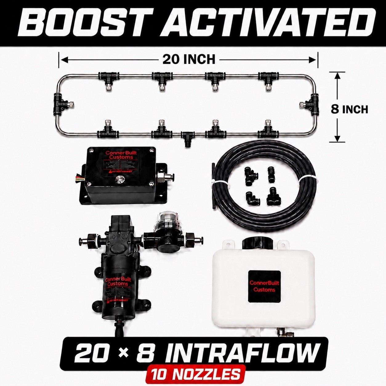 Manual Push Button Intercooler Water Spray Kit WITH UPGRADED INTRAFLOW BAR-BLACK