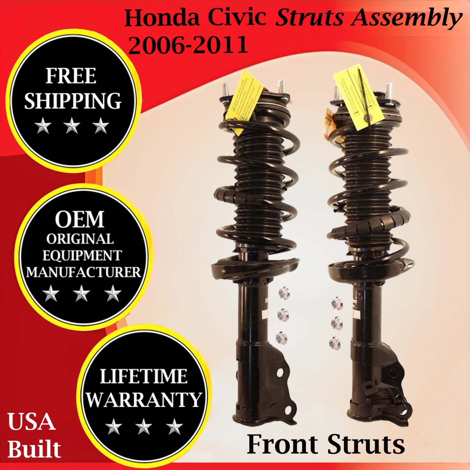 KYB OEM Front Left & Right Struts Assembly 2006-2011 Honda Civic 10 Yr. Warranty