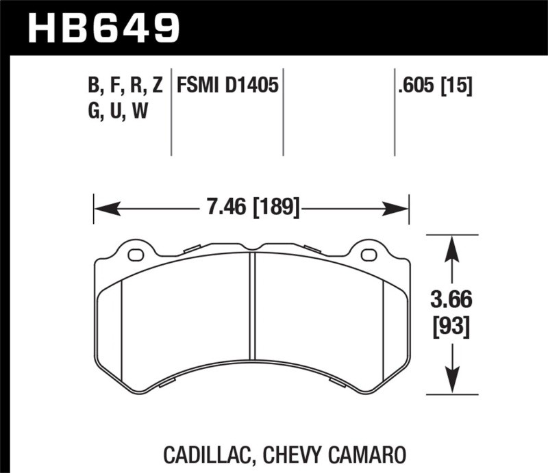 Fits Hawk 12-16 Chevrolet Camaro ZL1 HP+ Front Brake Pads - HB649N.605