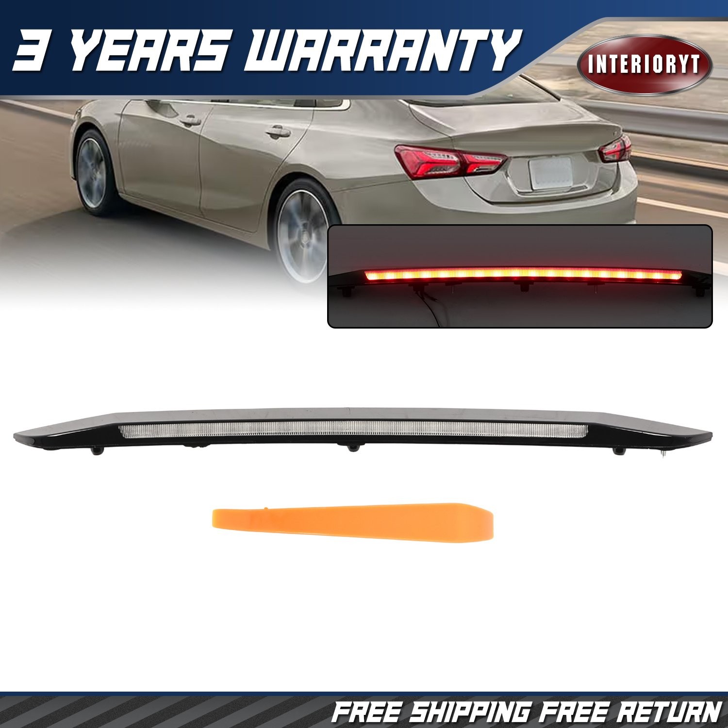 Center High Mount Third Brake Tail Lamp 42795725 For Chevrolet Malibu 2016-2025