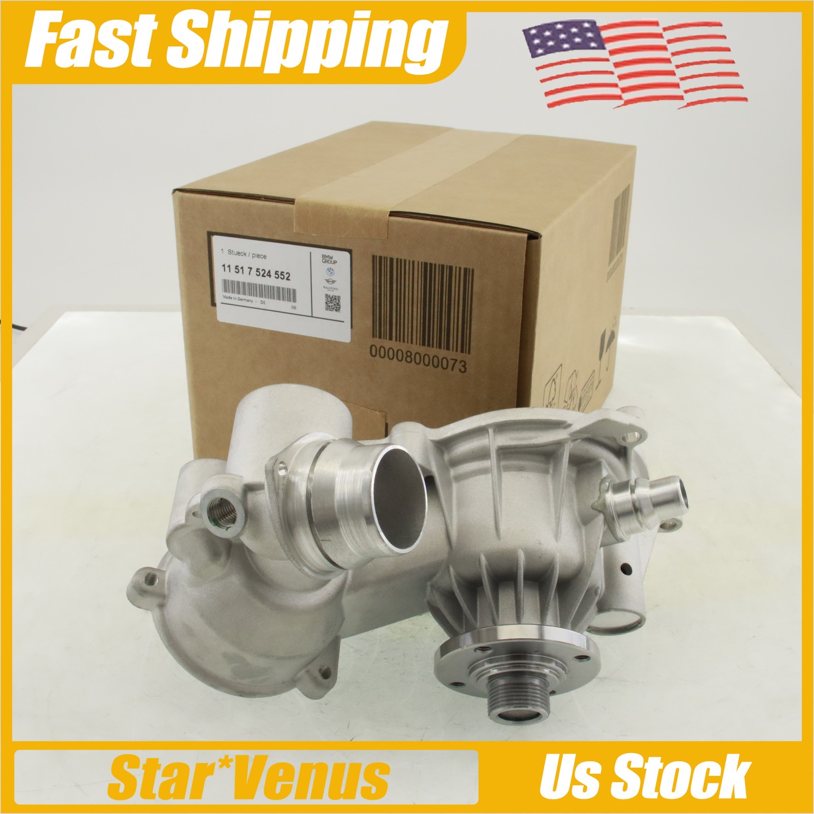 OEM 11517524552 Water Pump for BMW 545i 645Ci 745i Alpina B7 X5 V8 4.4L Petrol