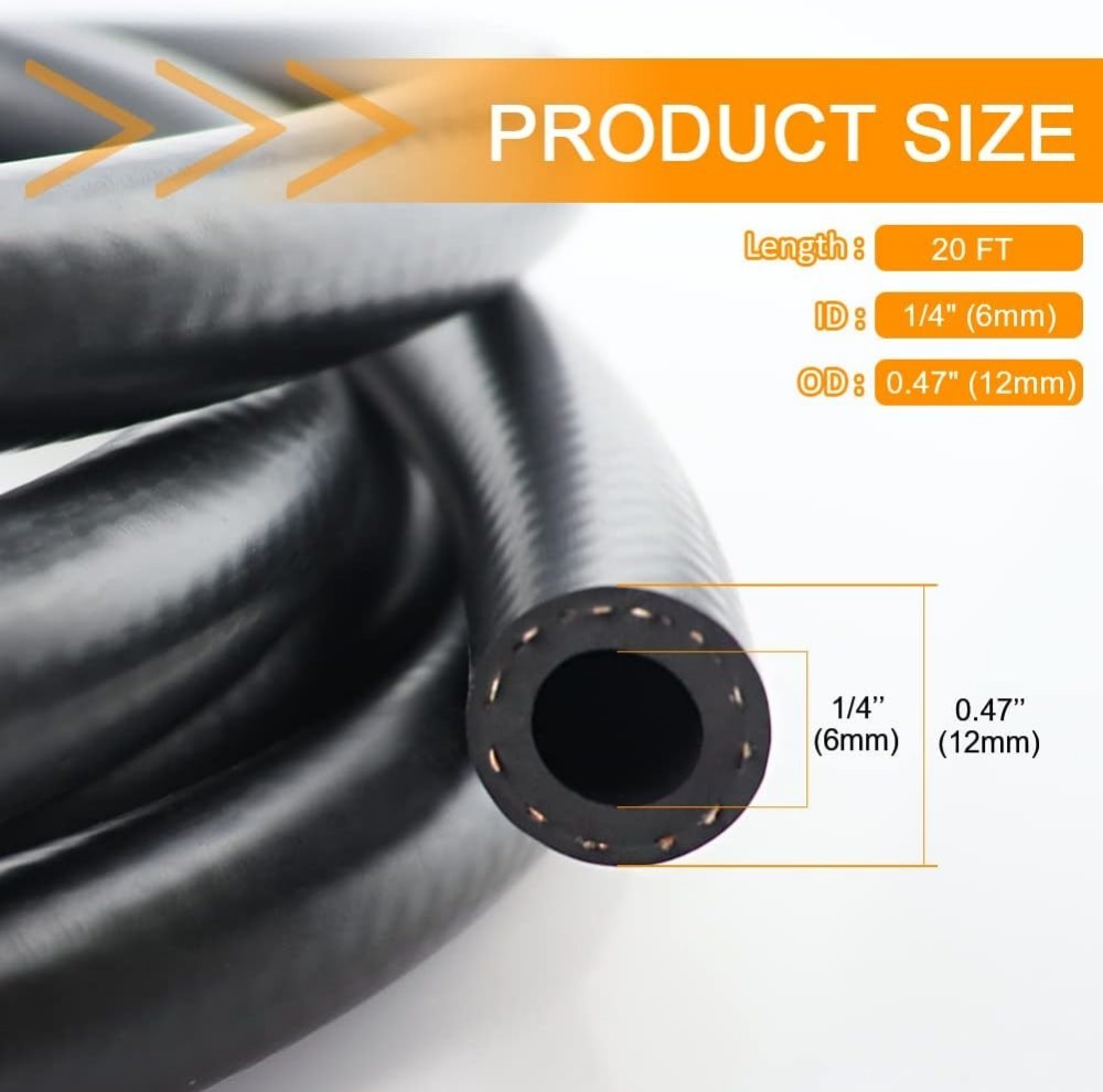 Fuel Line Hose Gas Lines Rubber NBR Push on Hose 1/4\
