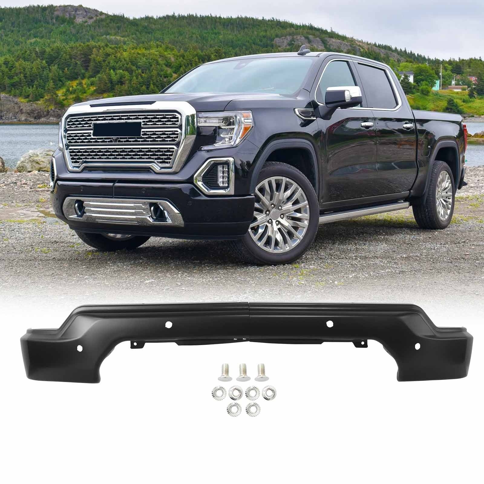 Front Bumper For 2019-2021 GMC Sierra 1500 Black With Sensor holes Primed Steel