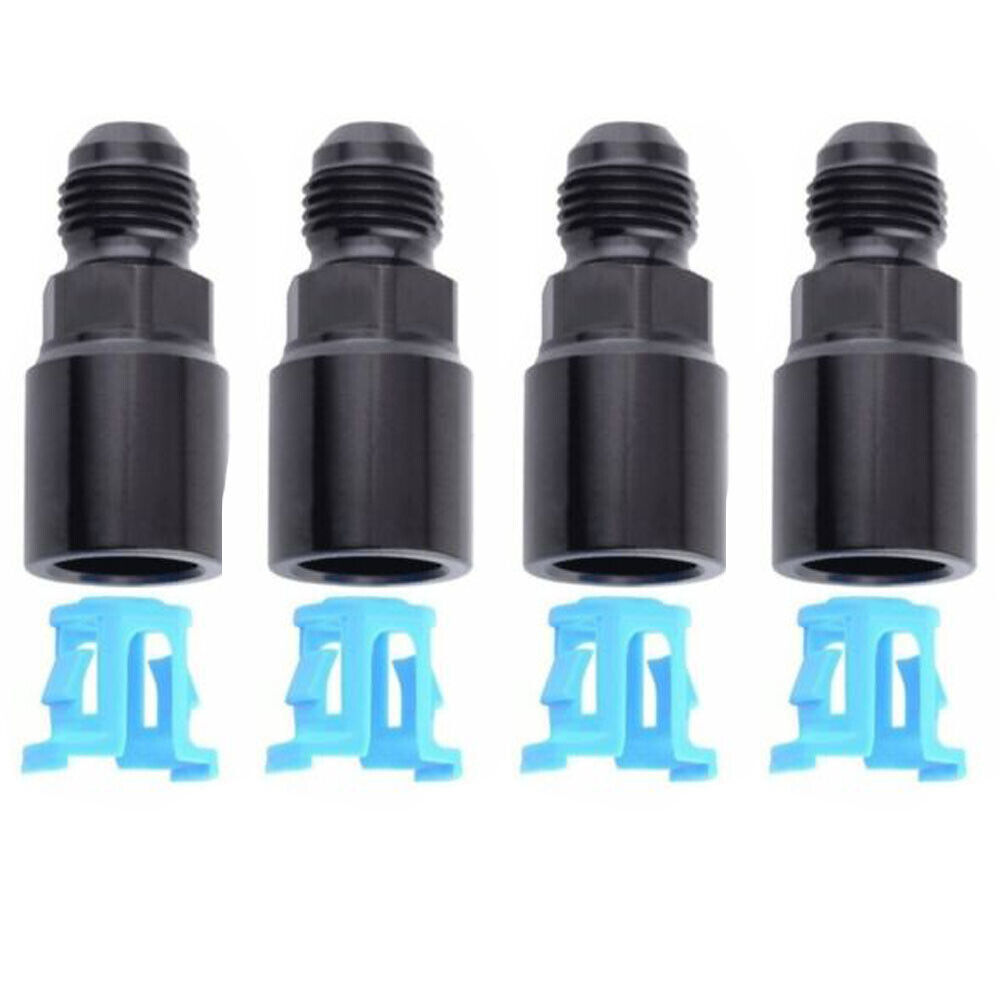 4 x AN6 Fuel Adapter EFI Fitting to 3/8 GM Quick Connect LS W/ Clip Female Black