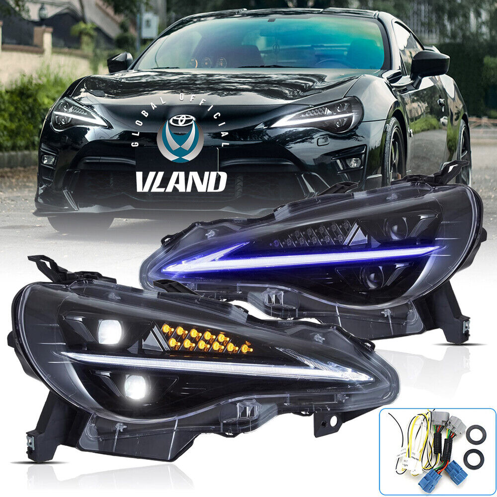 VLAND For 2012-2020 Toyota GT 86 Subaru BRZ FR-S Headlights W/Blue DRL Animation