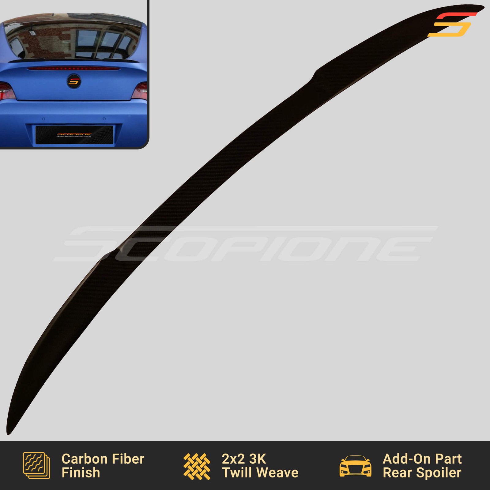 Scopione Carbon Fiber Rear Trunk Spoiler Lip for BMW 06-08 Z4 | E86 Coupe