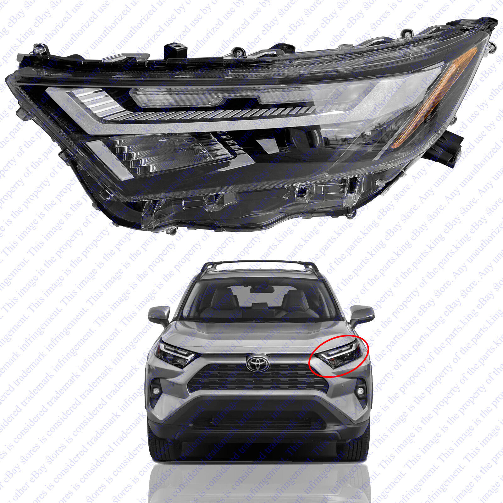 For 2022 2024 Toyota RAV4 LED Headlight Chrome Left Driver North America Build