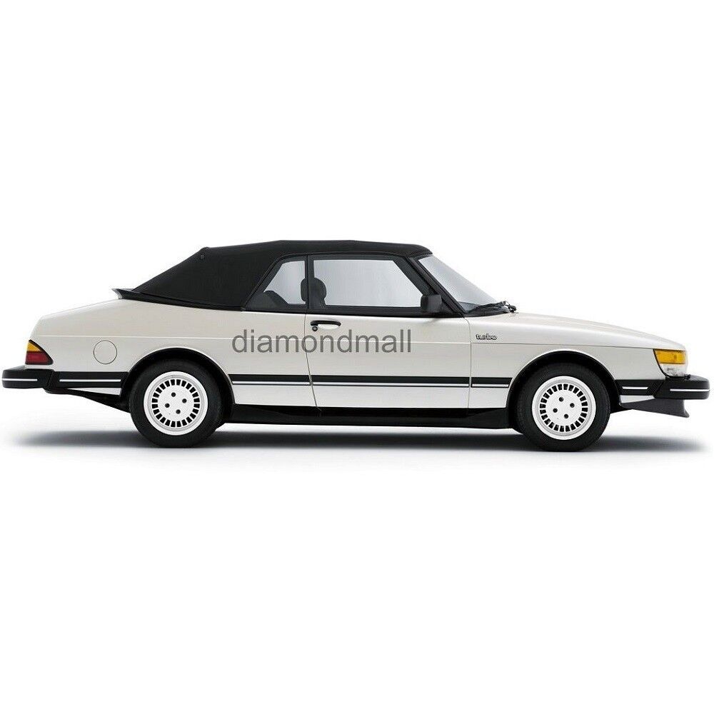 Fits Saab 900 1986-94 Conv Top & HEATED GLASS WINDOW Black Twill Canvas