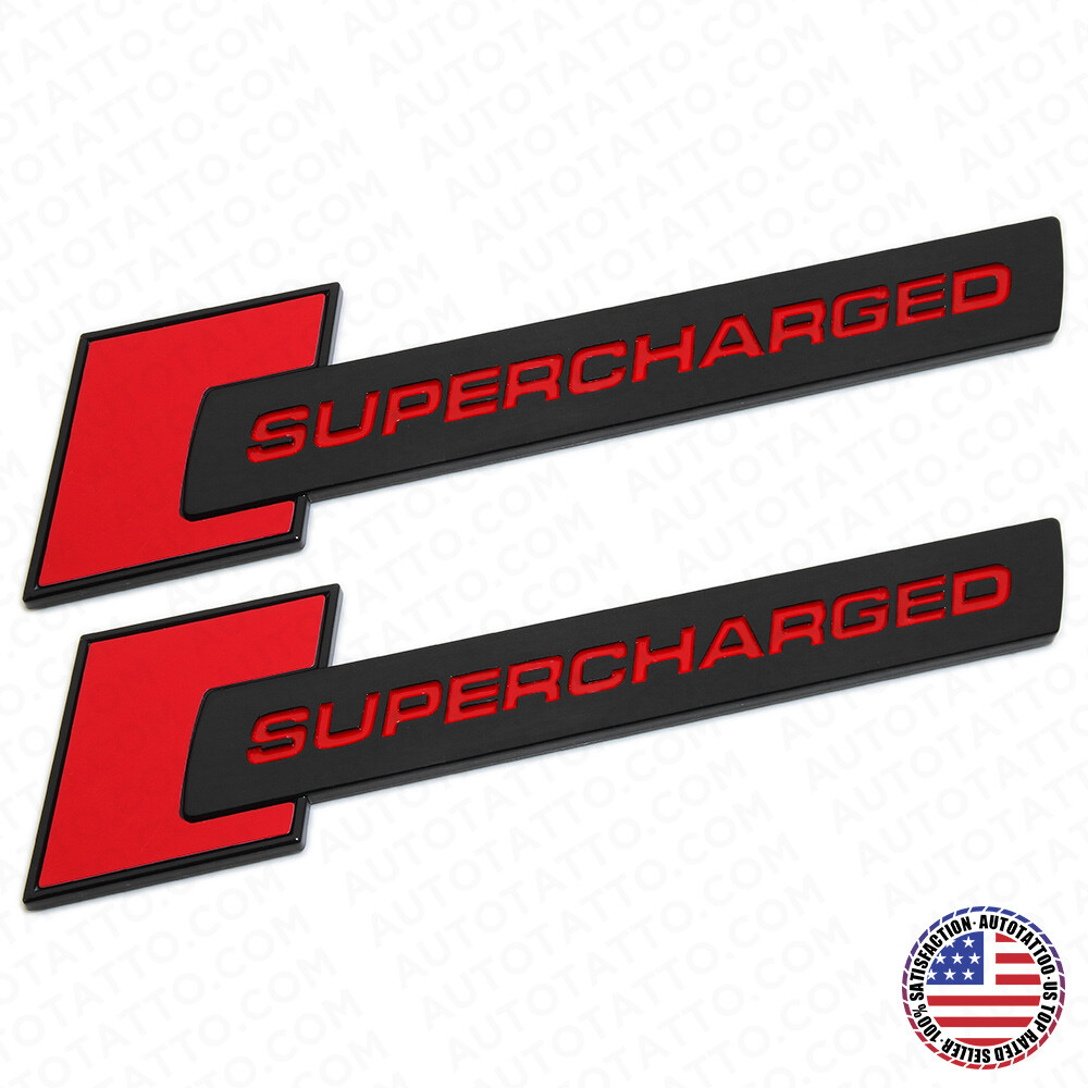 Audi Supercharged Side Fender Marker Nameplate Emblem Badge Decorate Black&Red
