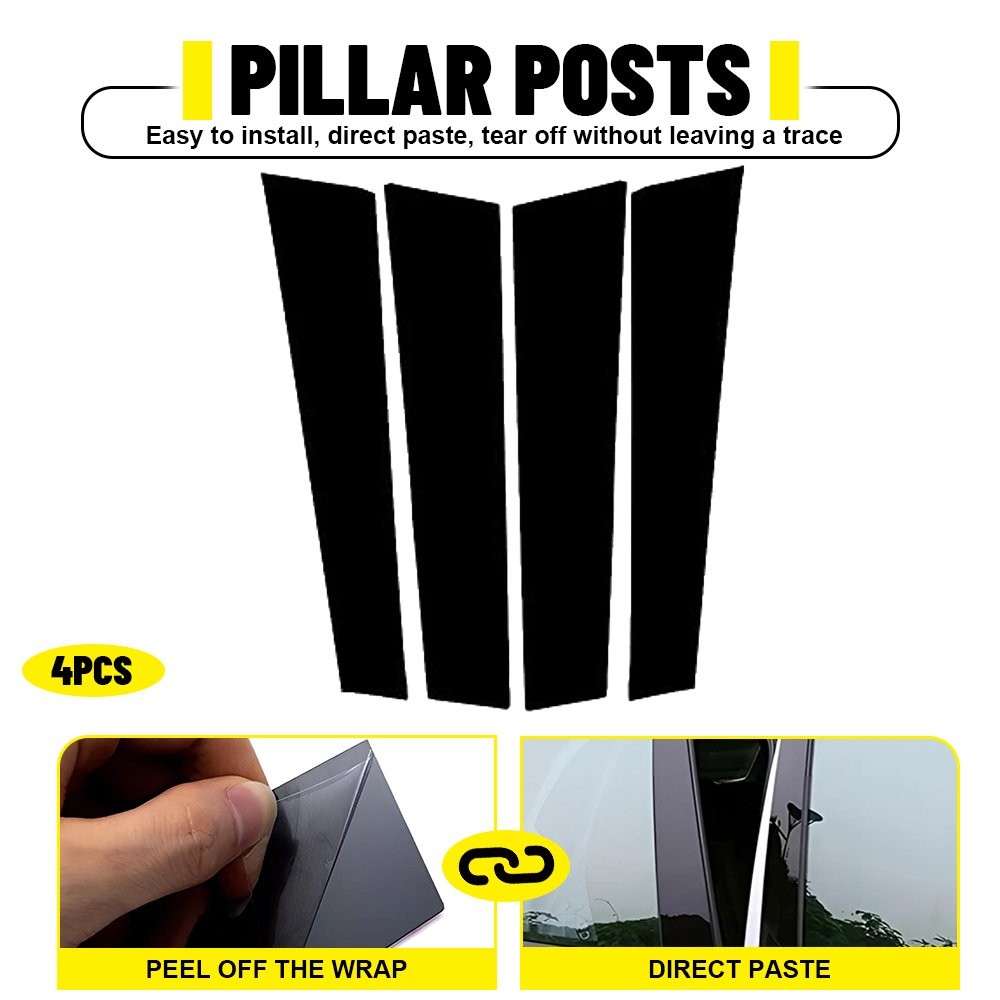 Window Pillar Post Door Trim Molding Cover Black For 2017-21 Porsche Panamera ED