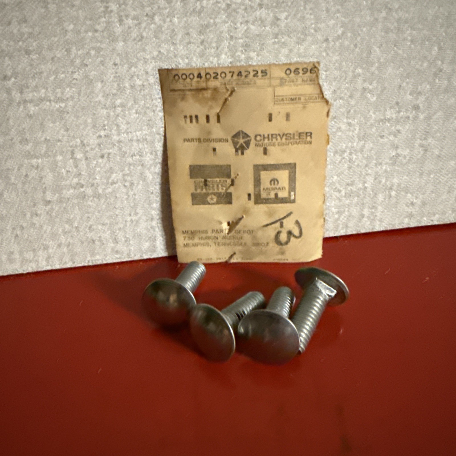 NOS 2074225 Mopar Bumper Bolts for 1960-1966  A-Body 4 Pack