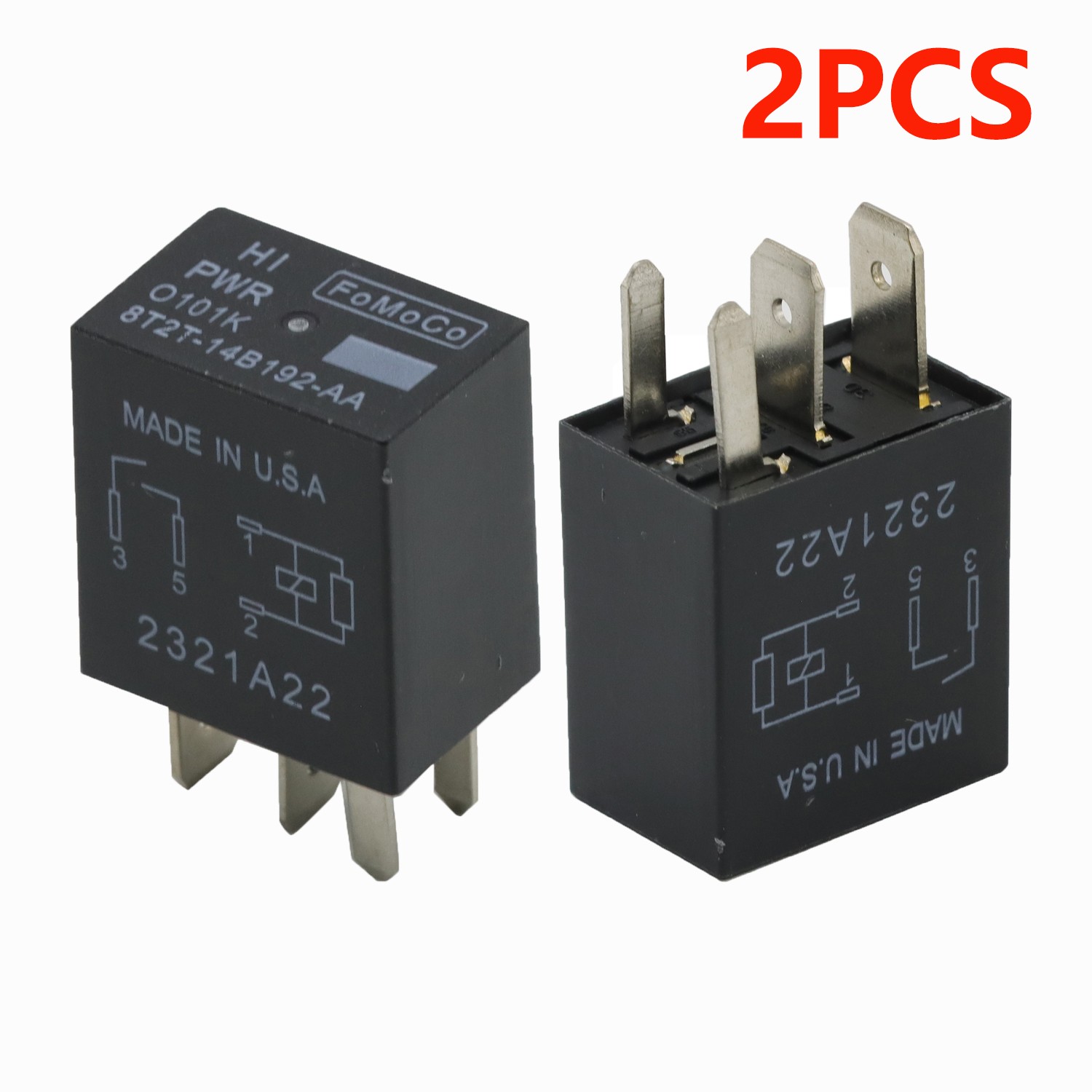 2pcs 8T2T-14B192-AA 12VDC Power Relay 4 Pin Compatible for Select Ford Vehicles