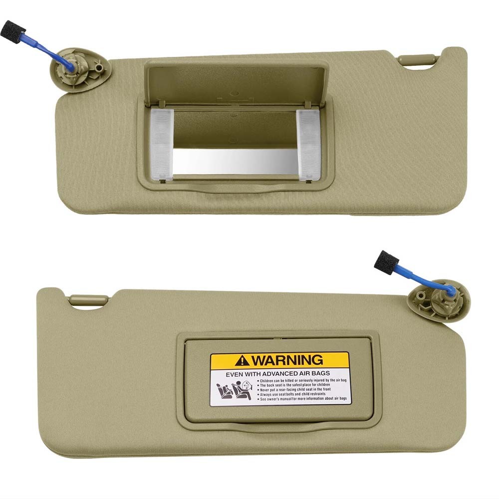 Beige Driver & Passenger Side Sun Visor w/Light For Honda Accord 2008-2017