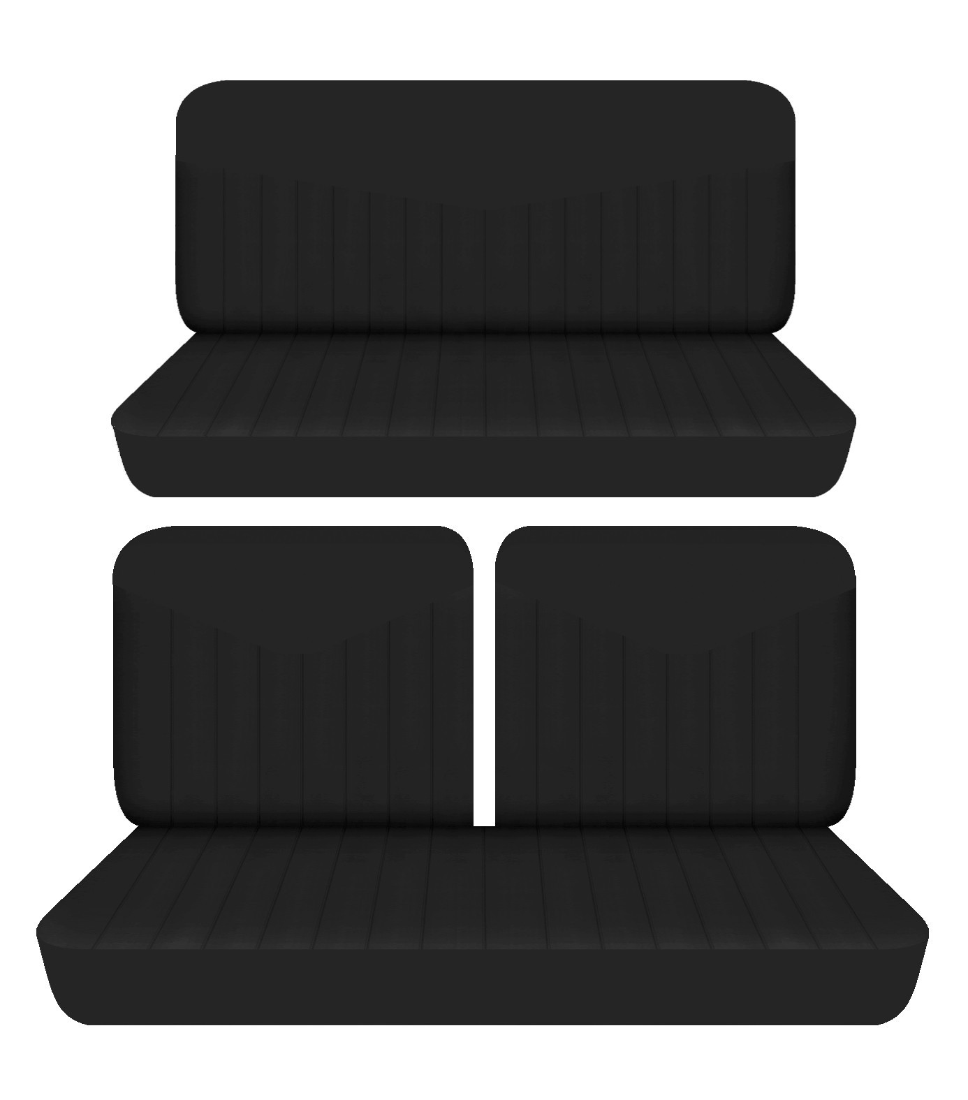 Fits 1949 to 1951 Ford Custom Deluxe 2dr Front 50-50 and Rear bench seat covers