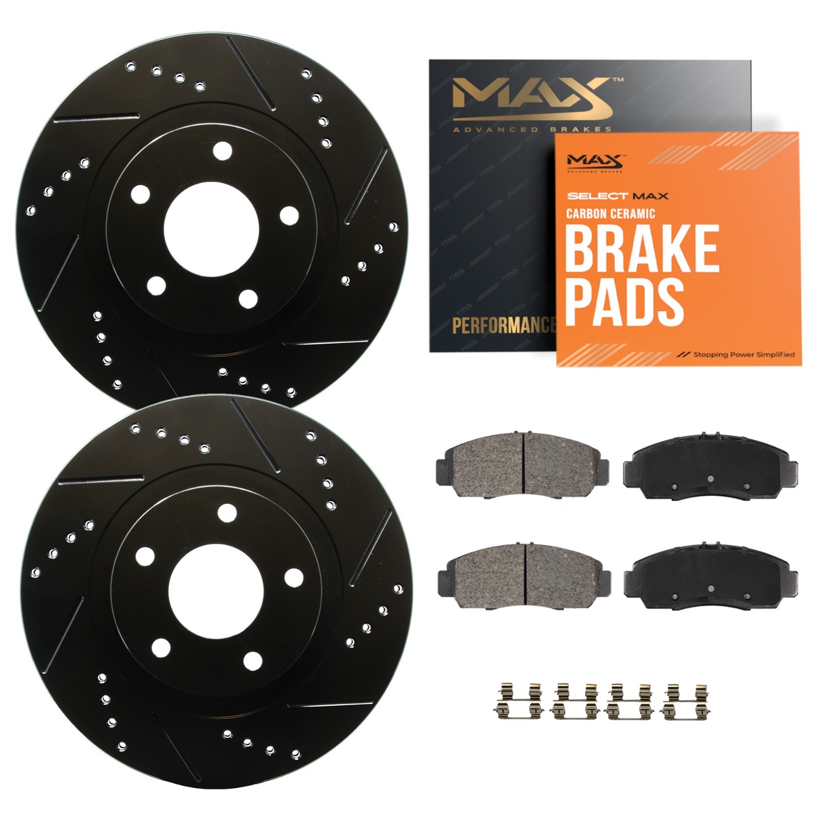 Front Drilled Slotted Rotors + Pads for 2007-2011 2012 2013 Mazda 3 Mazdaspeed