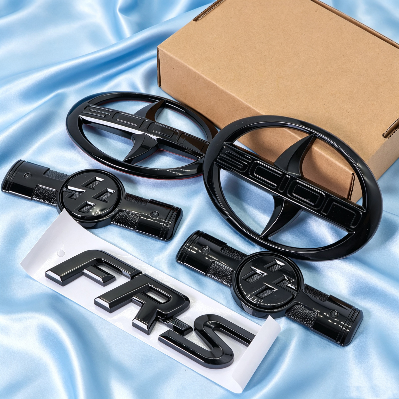 5pc Gloss Black Emblem Set For 2012-2016 SCION FRS FR-S Front Rear Fender Badge